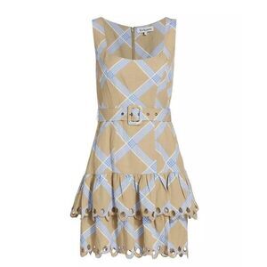 NWT En Saison Women's Isla Embroidered Plaid‎ Mini Dress Belted